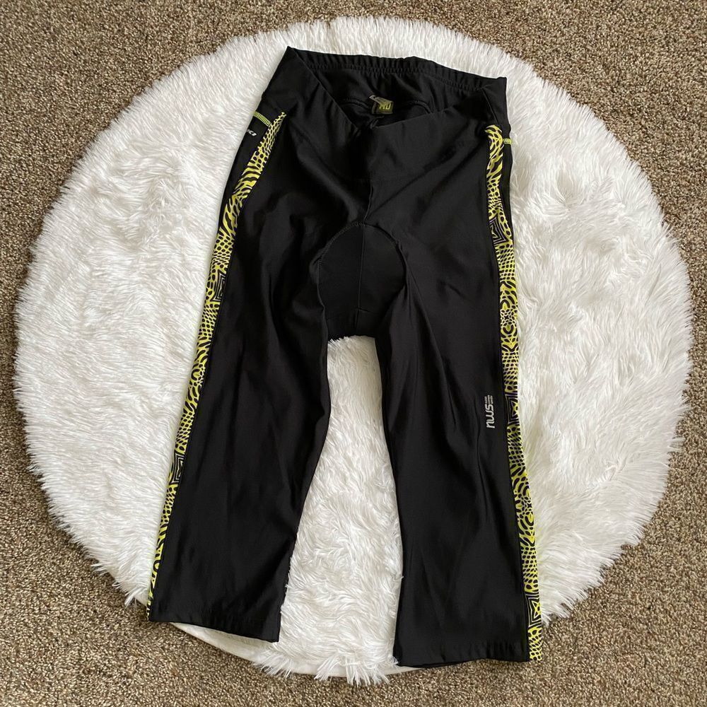 Nishiki Cycling Pants‎ Crop Padded Black Elastic Waist Stretch Women’s Sz Medium